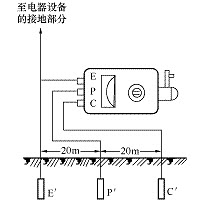 [问答题,简答题] 三端钮接地电阻测量仪测量接地电阻的接线图.