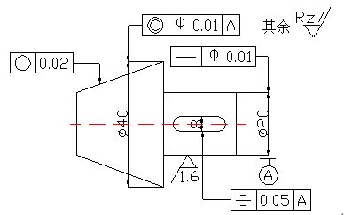 01; 3,Ф40軸線對Ф20軸軸線的同軸度公差0.