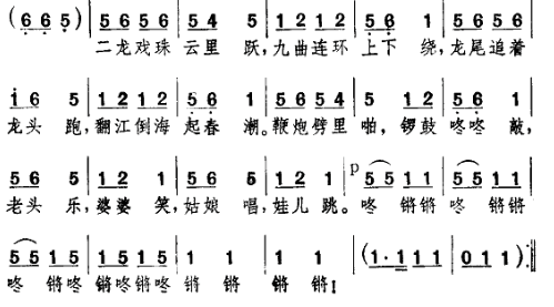 [单选] 下面谱例中句幅依次递减的手法在我国民间音乐中被称为( ).